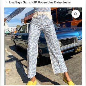 Lisa Says Gah x KJP - Blue and Cream Daisy Check Jeans